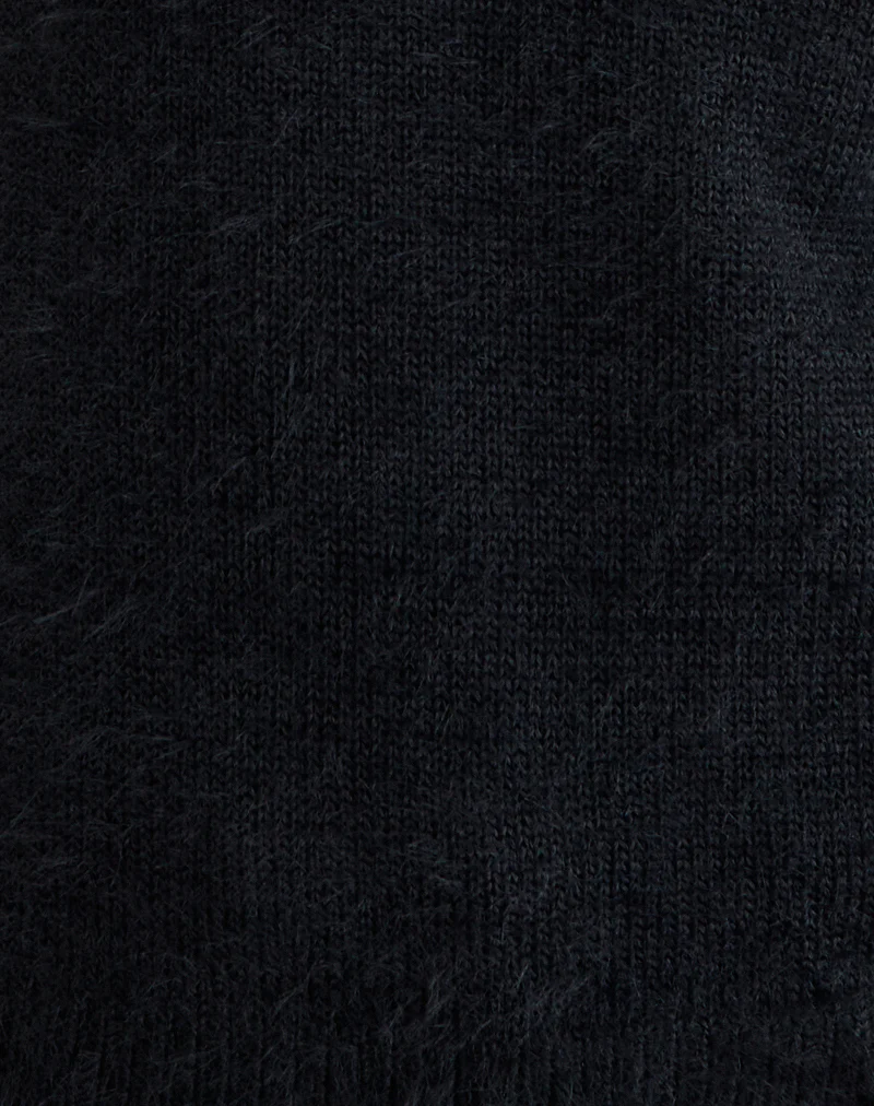Dikara Jumper with Scarf in Knit Black - Image 6