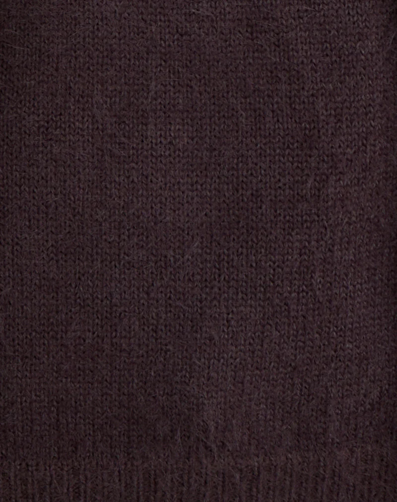 Dikara Jumper with Scarf in Knit Brown - Image 7