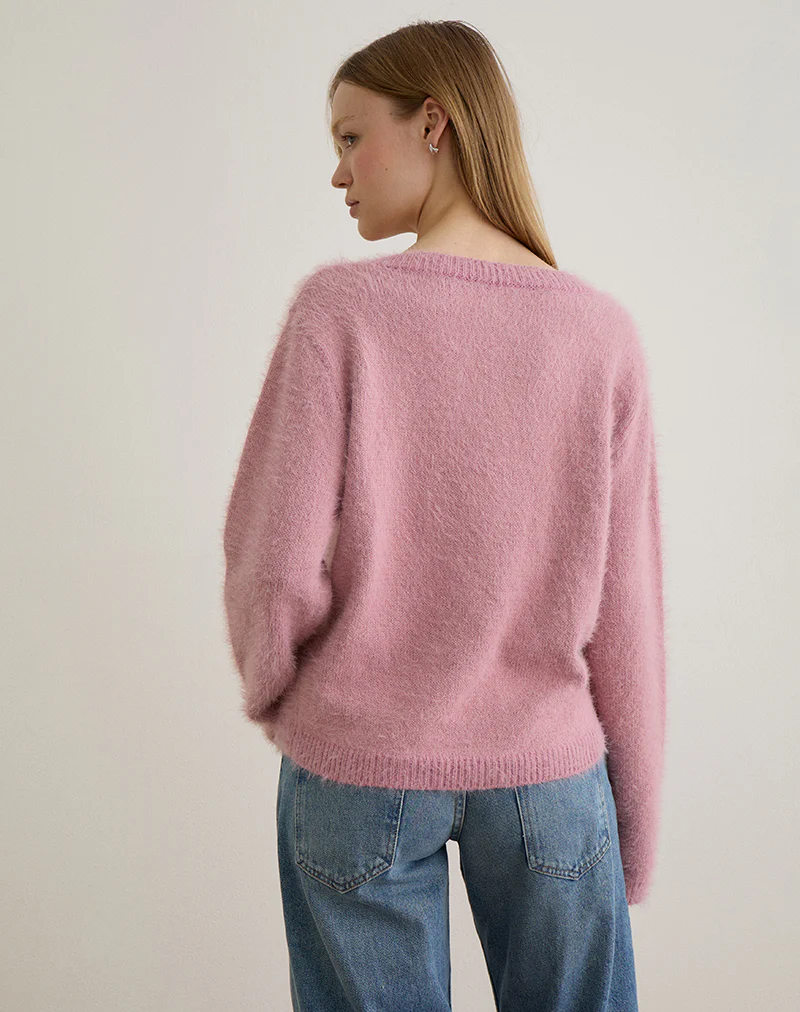 Dikara Jumper with Scarf in Knit Dusty Pink - Image 6