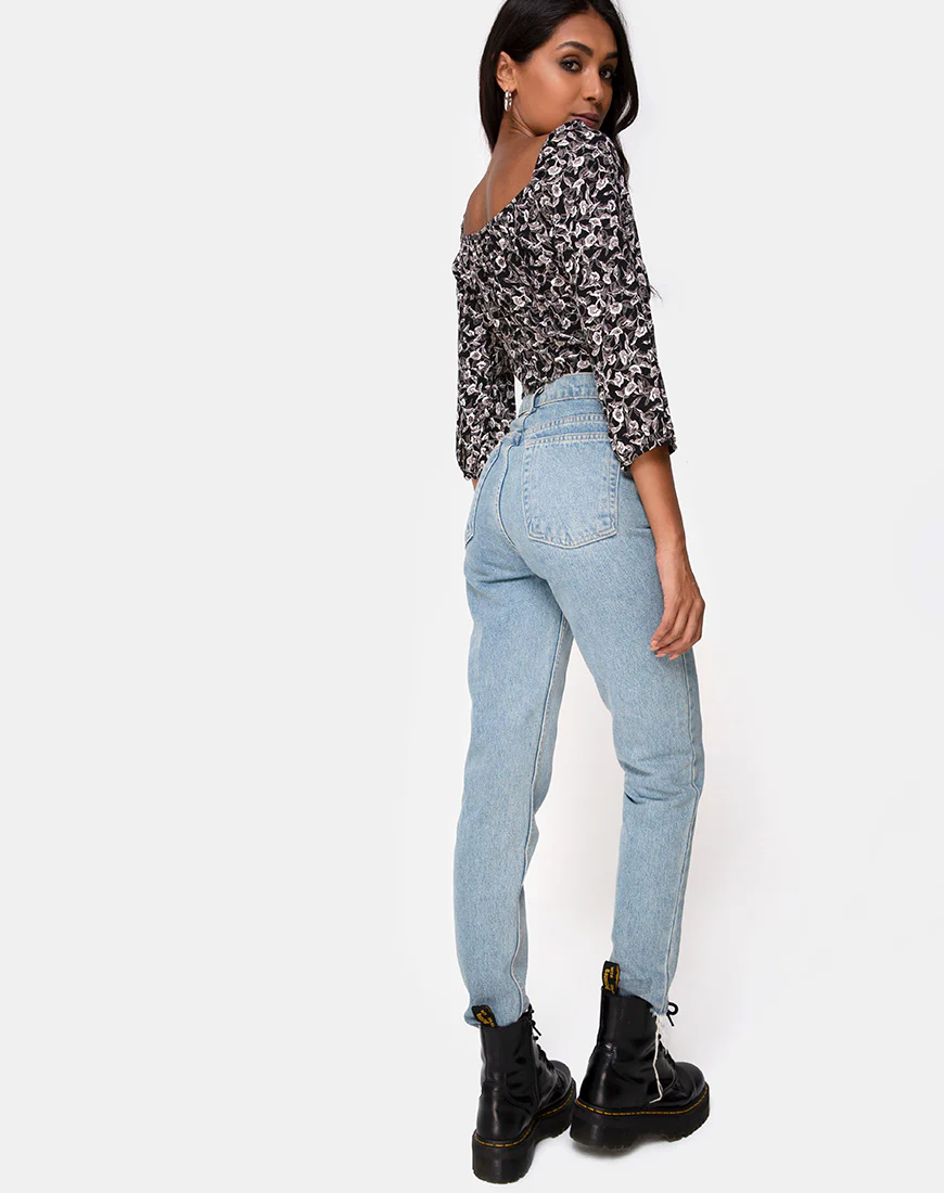 Dimen Crop Top In Wild Tulip Black - Image 4