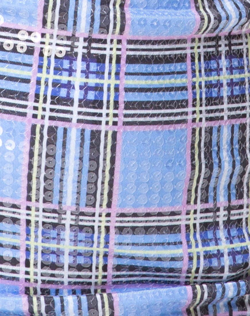Dina Mini Skirt in 90's Check with Clear Sequin - Image 5