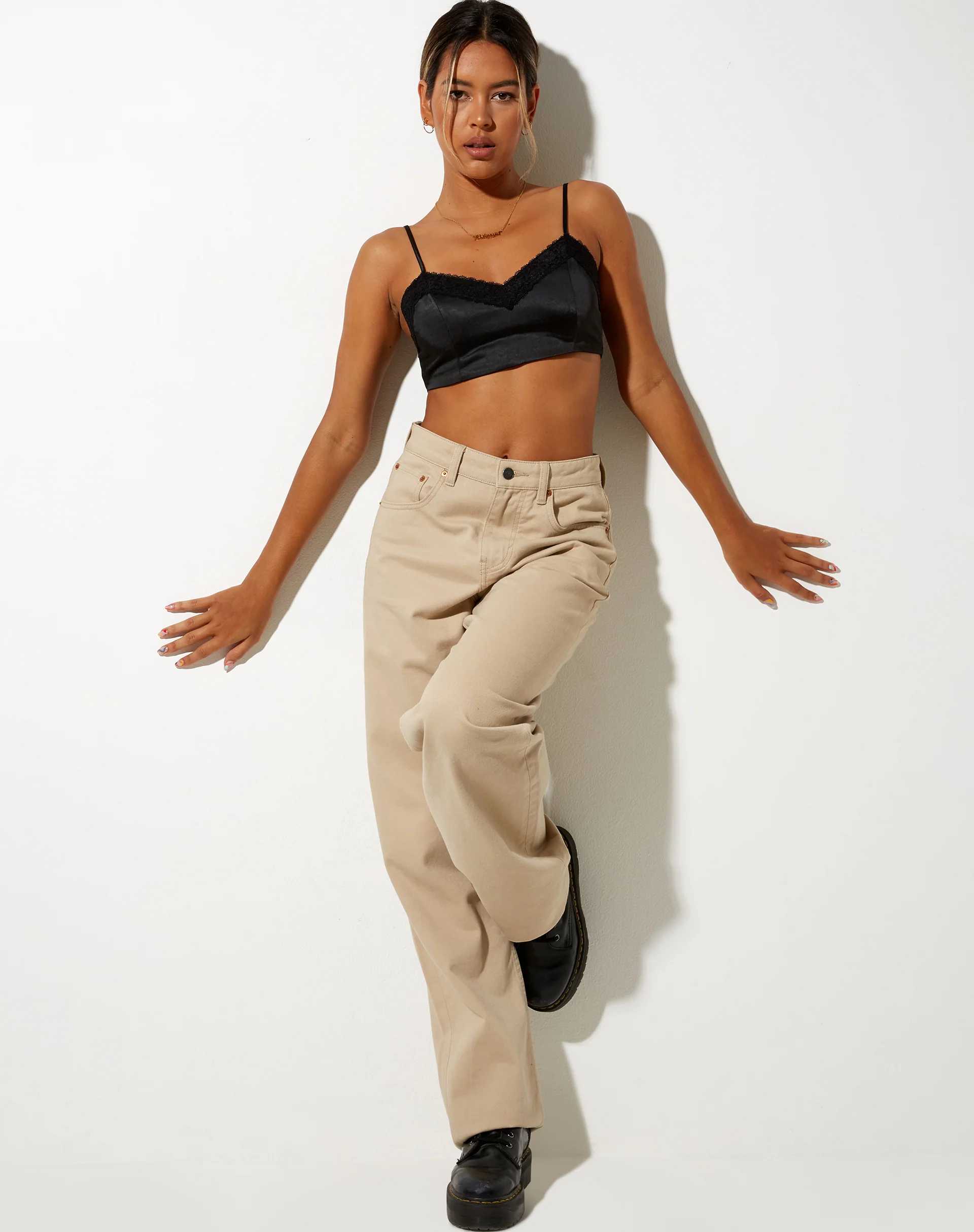 Dinie Crop Top in Satin Black - Image 3