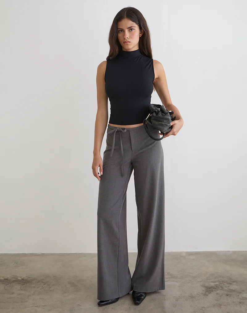 Diomira Trouser in Grey with Tie - Image 3