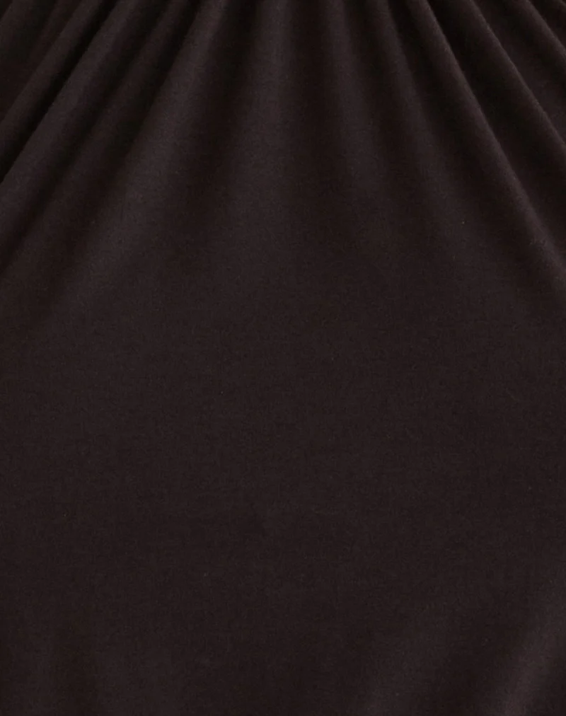 Diraka High Neck Top in Rayon Jersey Chocolate Brown - Image 5