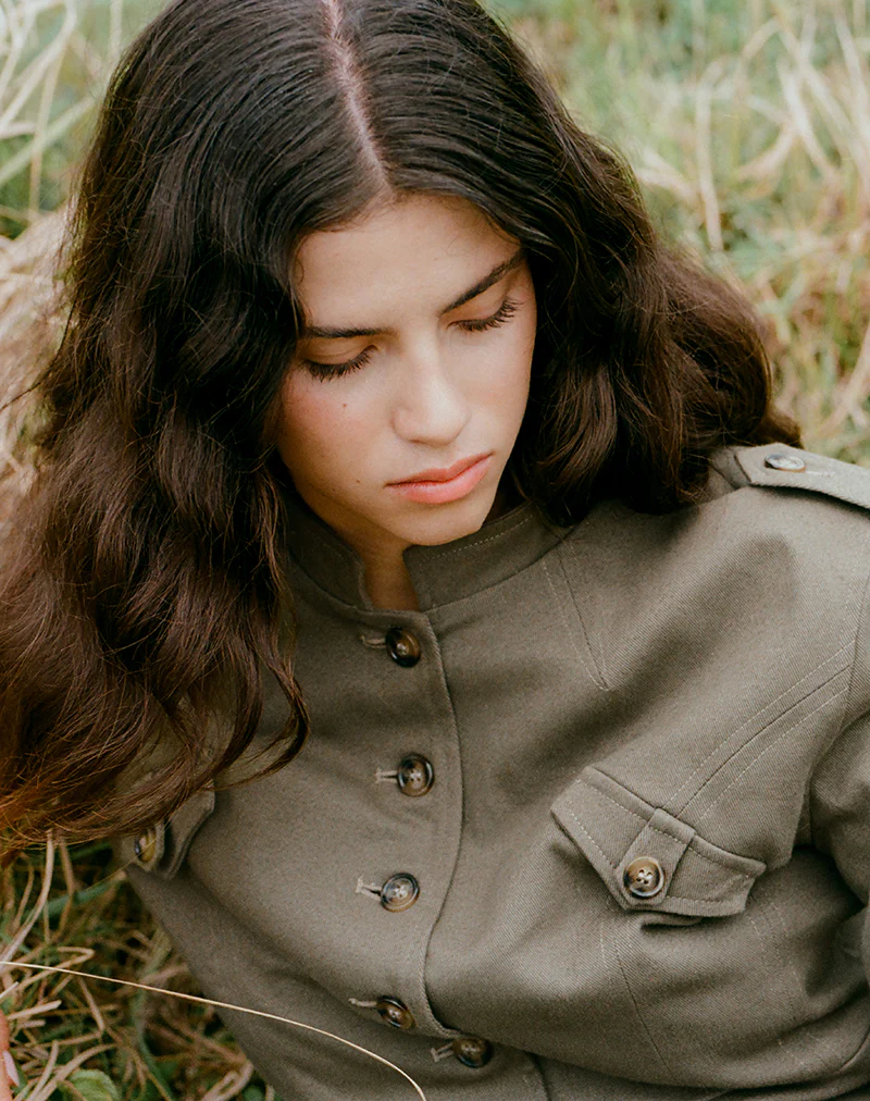 Diranda Military Jacket in Twill Khaki - Image 2