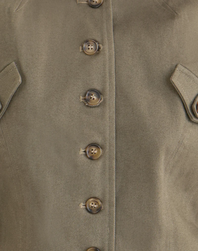 Diranda Military Jacket in Twill Khaki - Image 7
