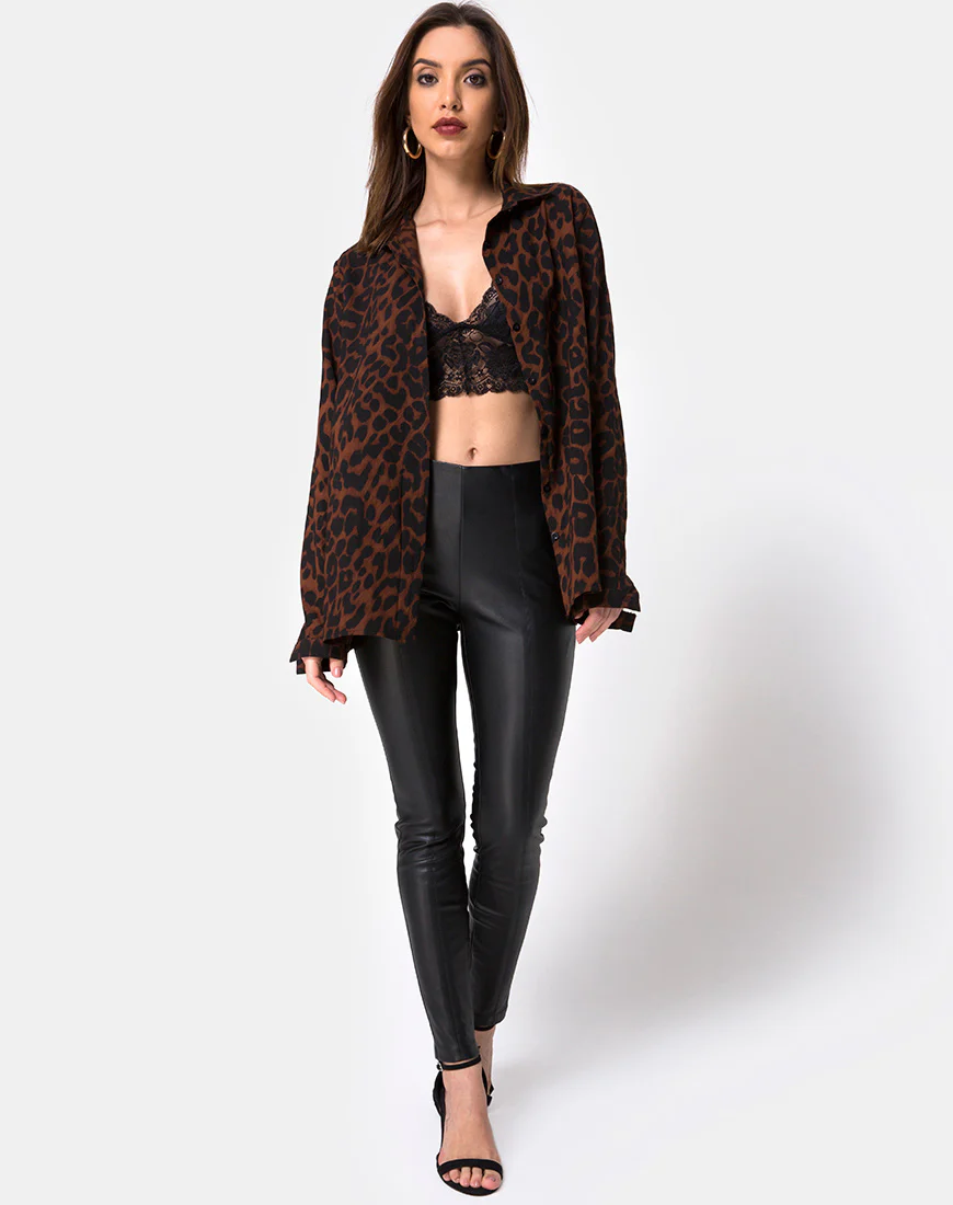 Disam Shirt in Oversize Jaguar Brown - Image 3
