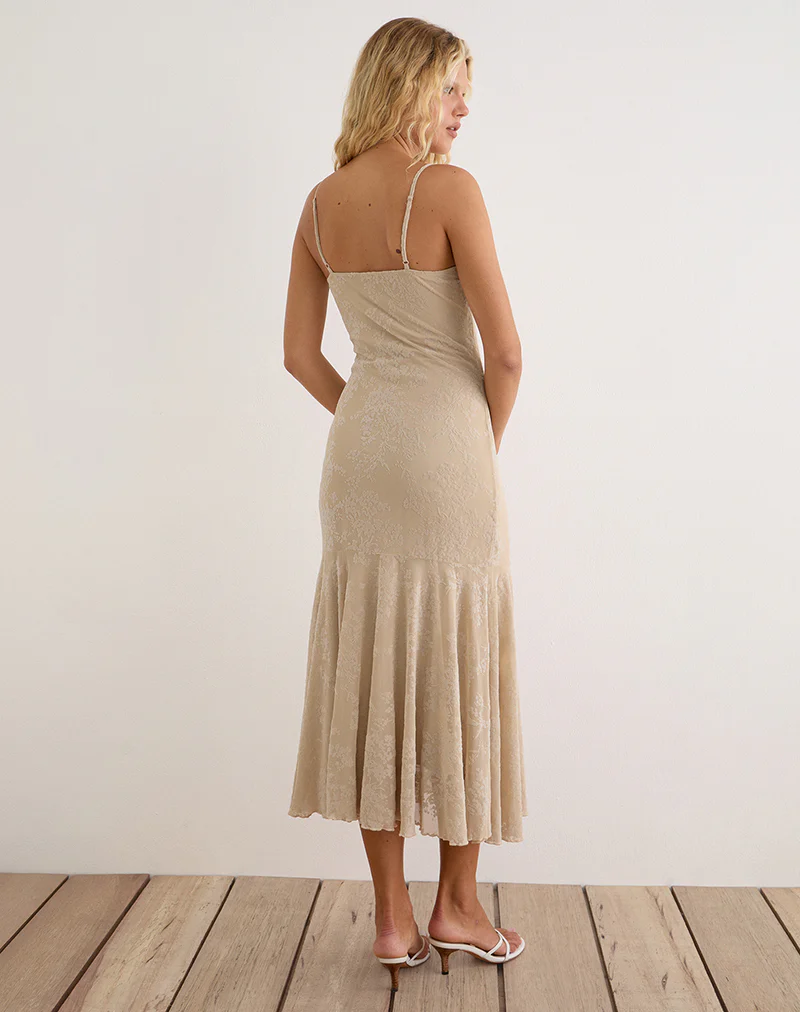 Disini Midi Dress in Moss Petal Coconut Milk - Image 4