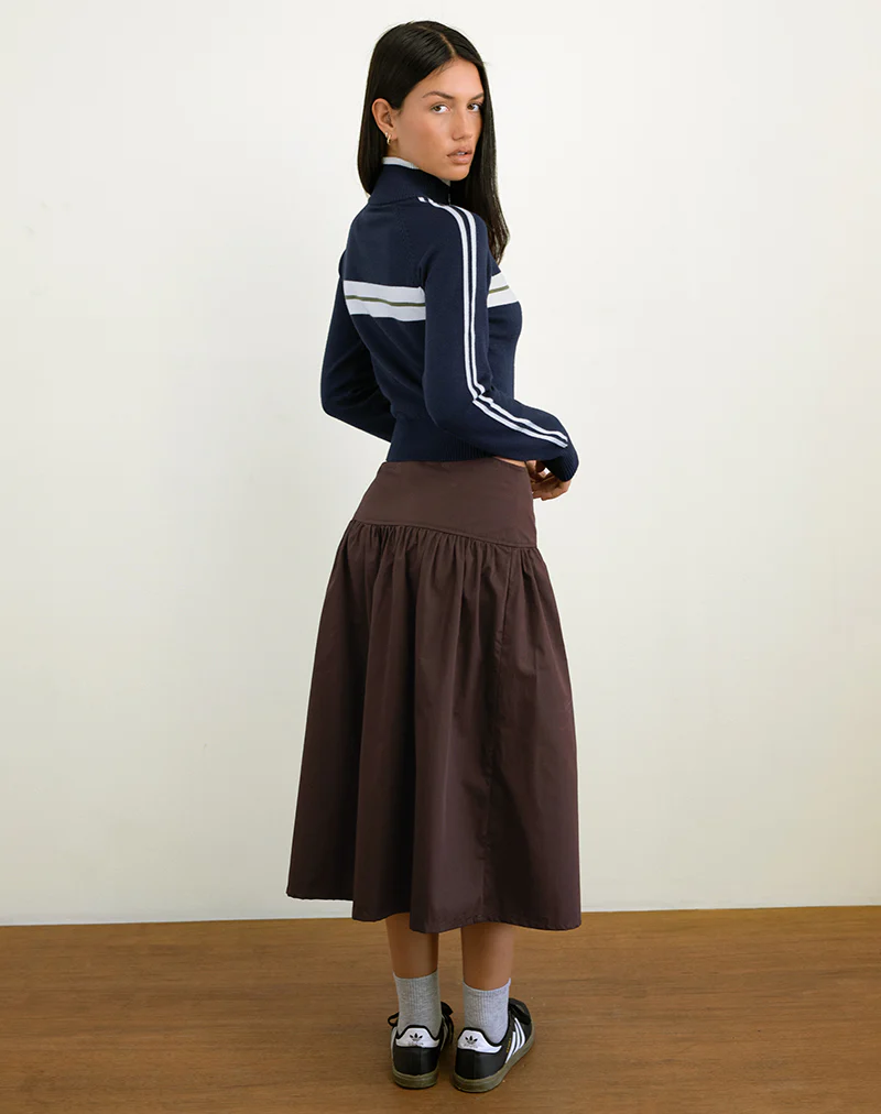 Ditara Midi Skirt in Chocolate Brown - Image 3
