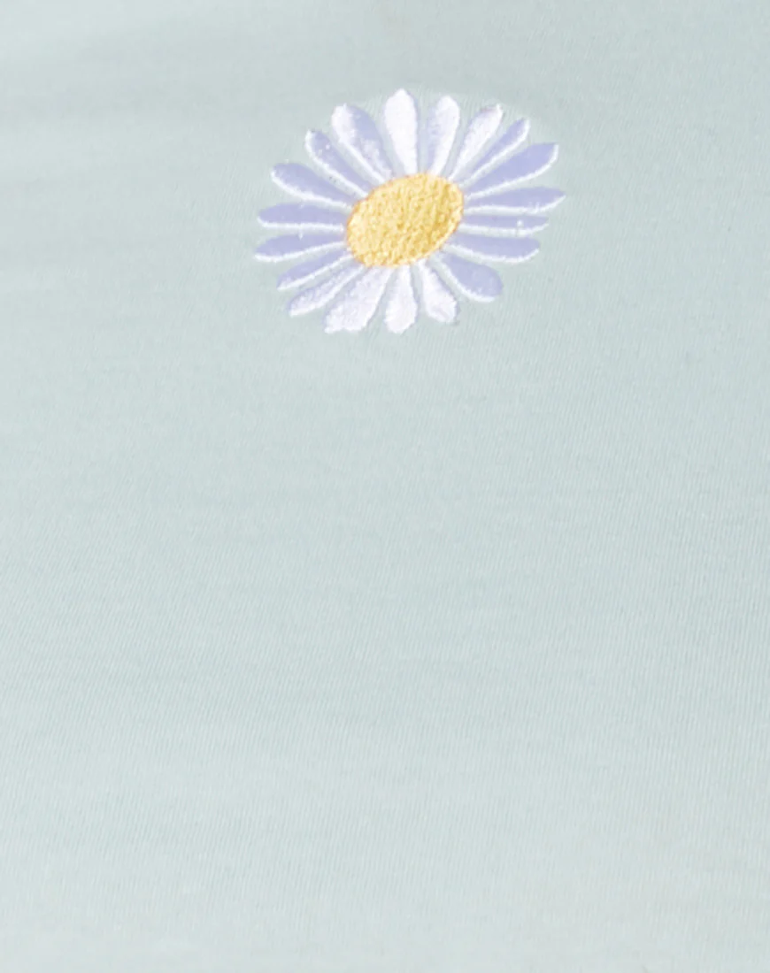 Doga Crop Top in Soft Pistachio Daisy Embro - Image 5