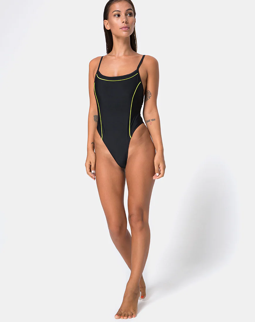Dolce Swimsuit in Black Contrast Piping - Image 3