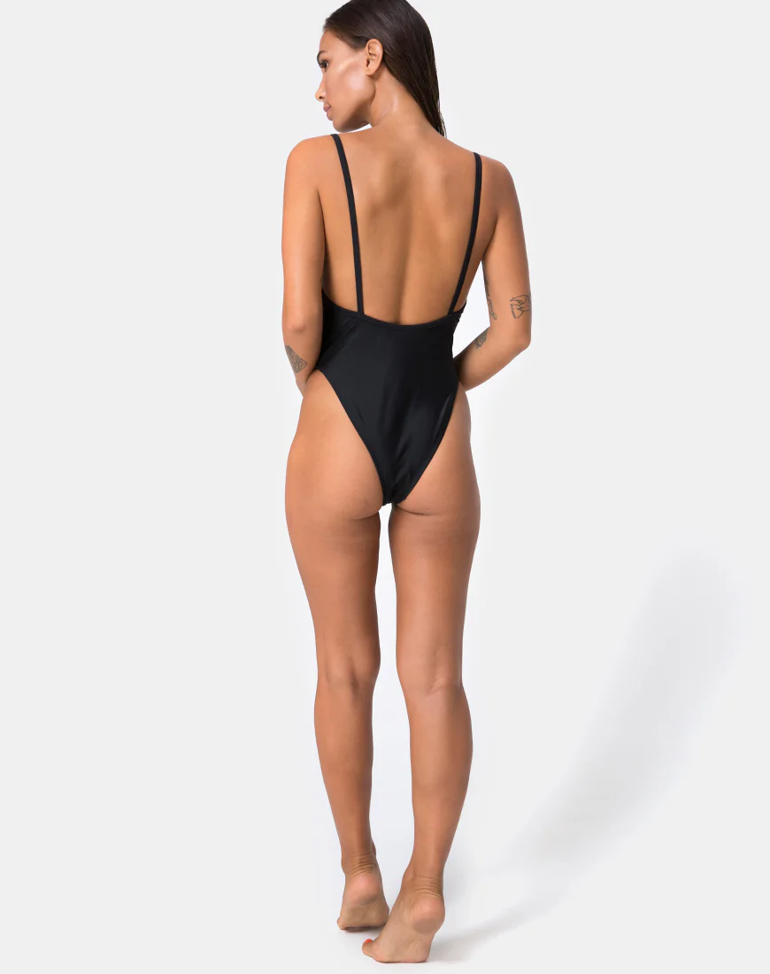 Dolce Swimsuit in Black Contrast Piping - Image 4