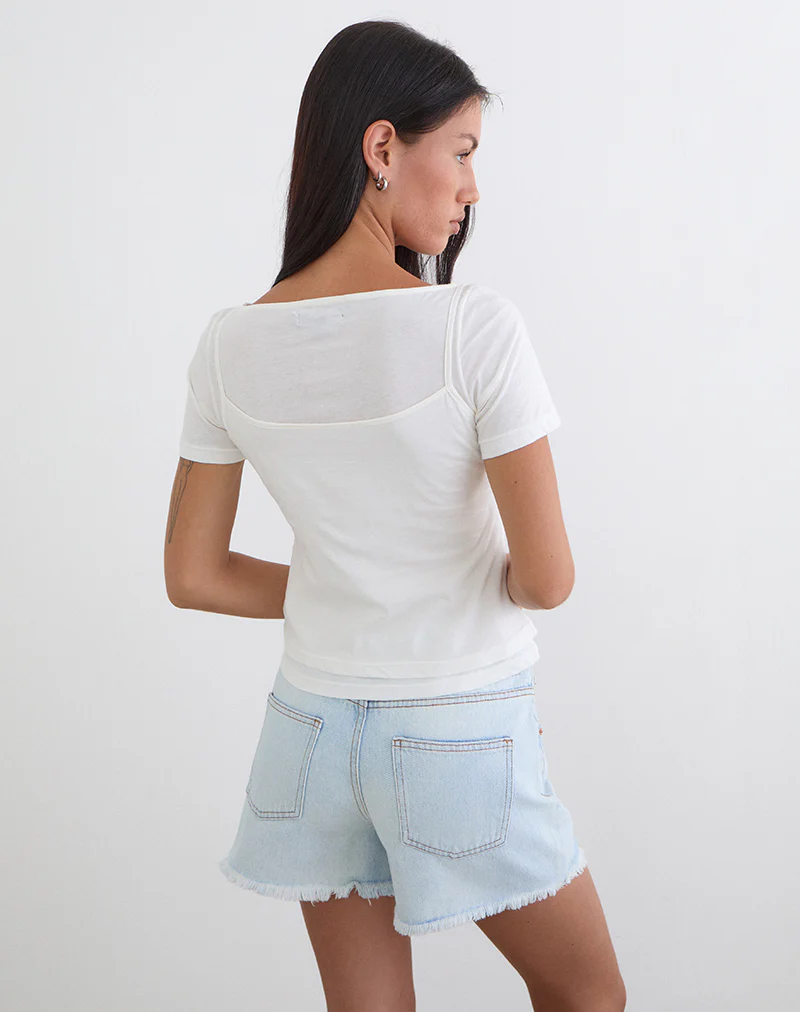 Dolman Tee in Tissue Jersey Off White - Image 5