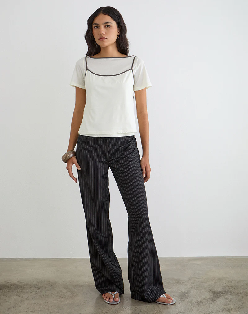 Dolman Tee in Vanilla Ice with Walnut Binding - Image 2