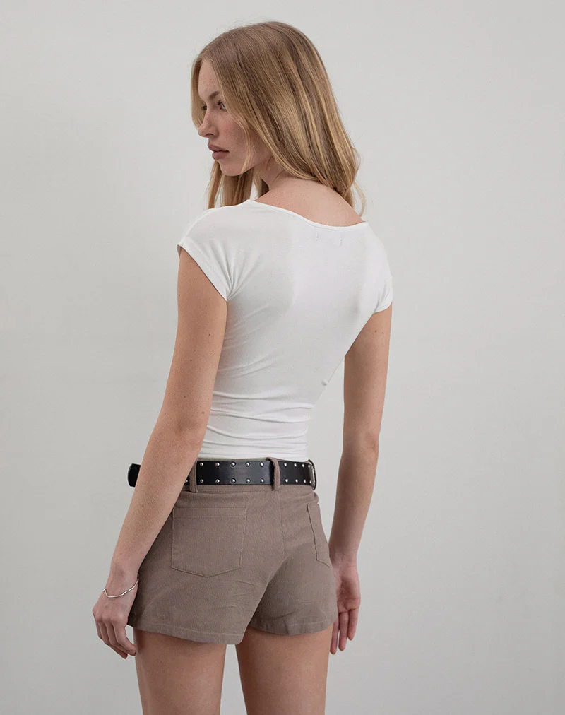 Dolores Wrap Top in Rayon Jersey Ivory - Image 4