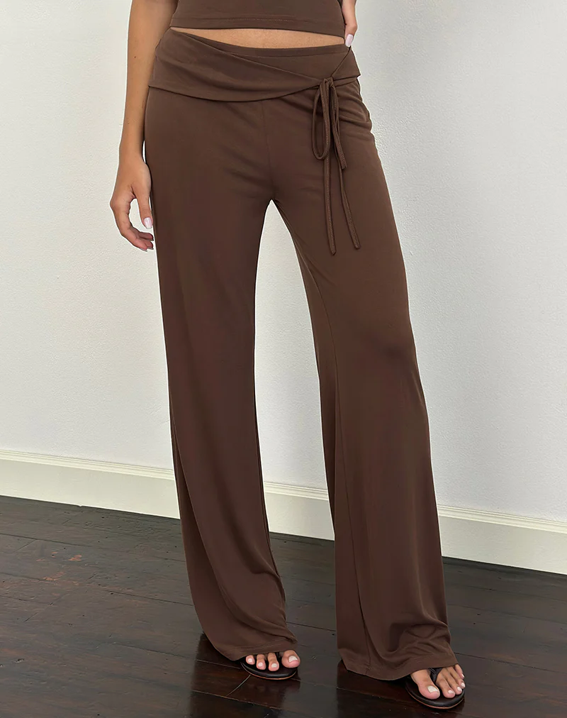 Donata Trouser in Cupro Dark Brown - Image 3