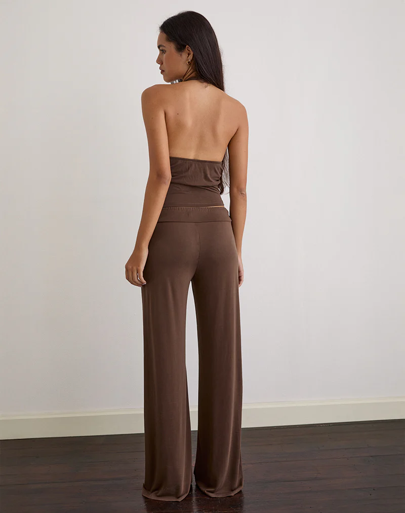 Donata Trouser in Cupro Dark Brown - Image 5