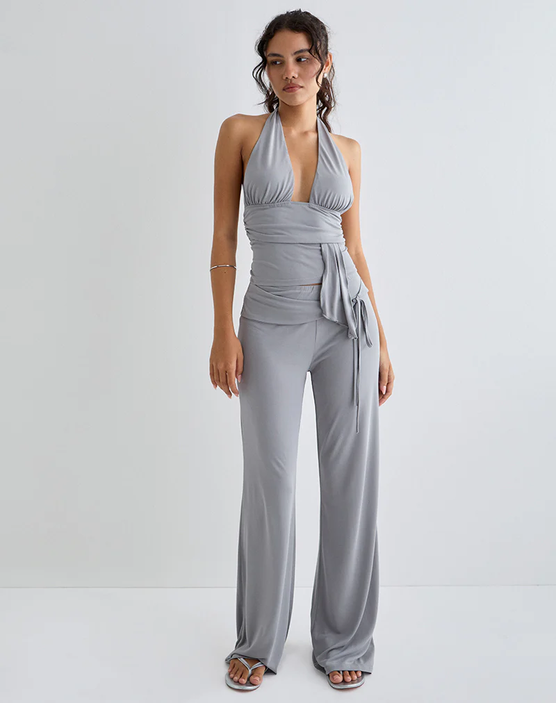 Donata Trouser in Grey with Belt - Image 2