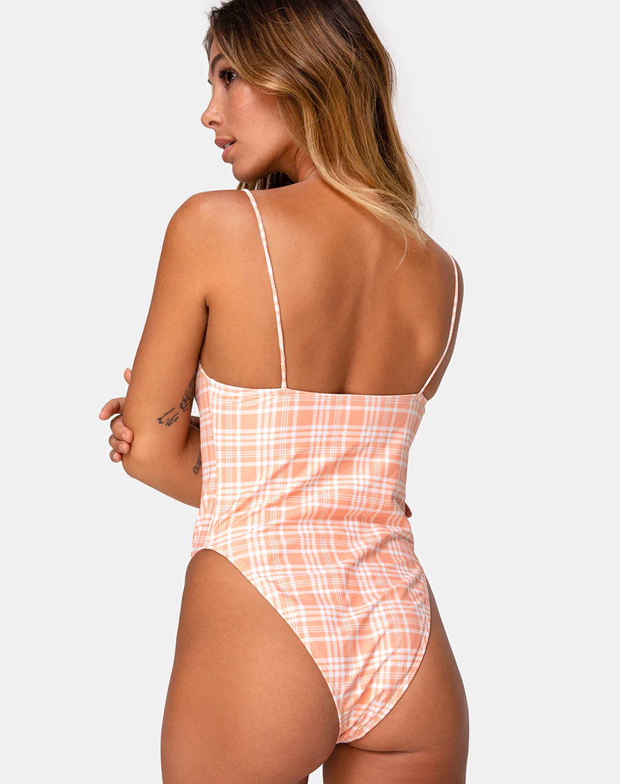 Doraty Swimsuit in Picnic Check Peach - Image 2