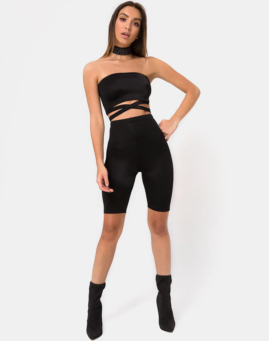 Dorian Criss Cross Tube Top in Black - Image 3