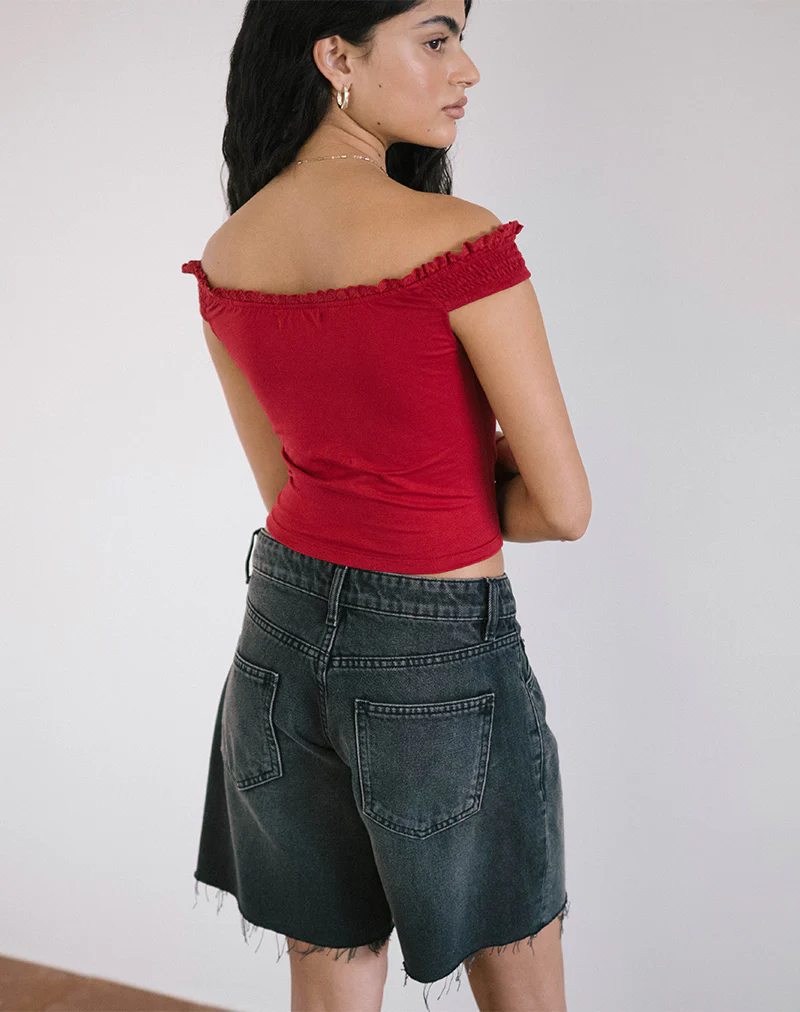 Dovica Lace Trim Corset Top in Adrenaline Red - Image 3