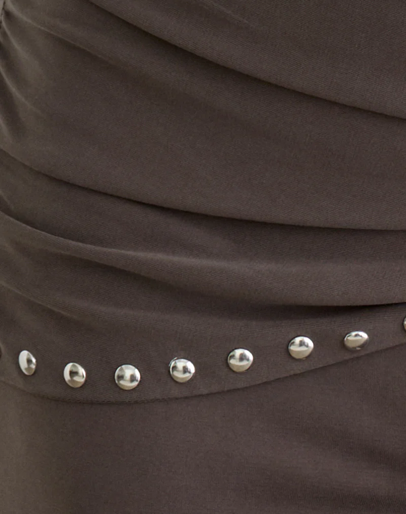 Dovina Trouser in Cupro Dark Brown - Image 6
