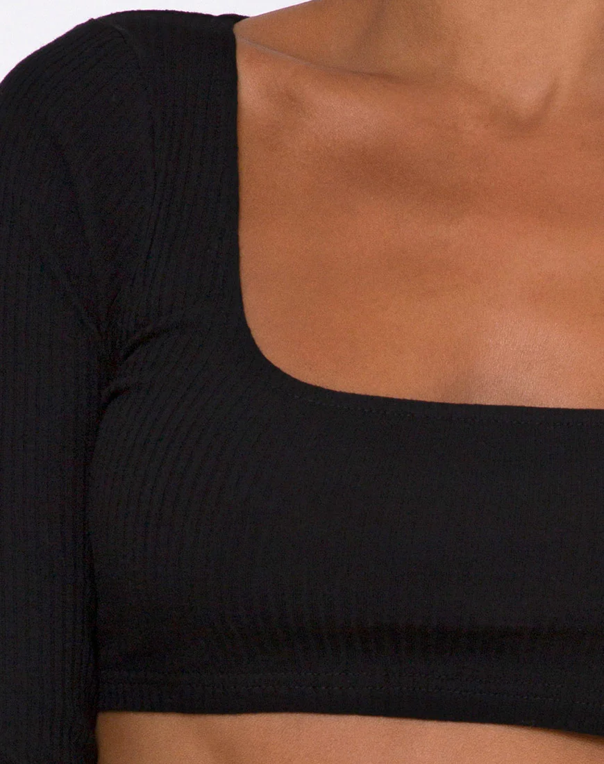 Drea Crop Top in Rib Black - Image 5