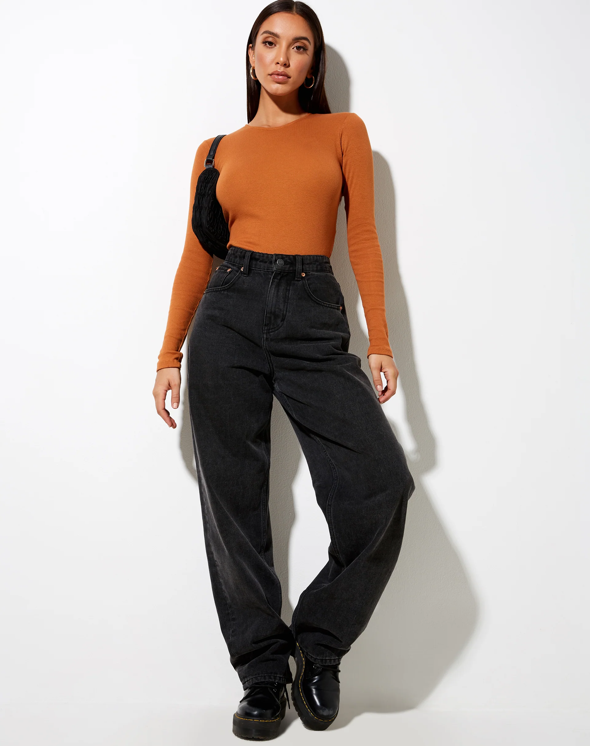 Dreita Long Sleeve Bodice in Rib Salt Caramel - Image 2
