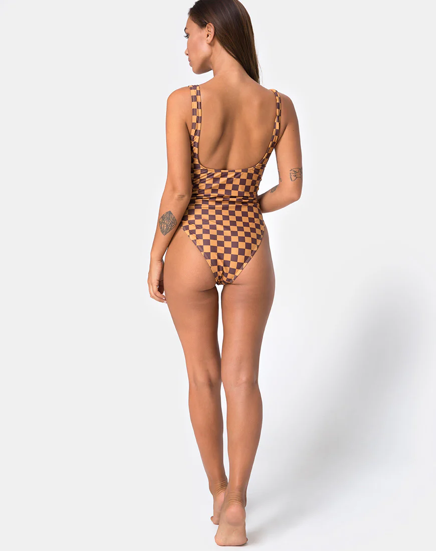 Drela Swimsuit in Mocha Checker - Image 4