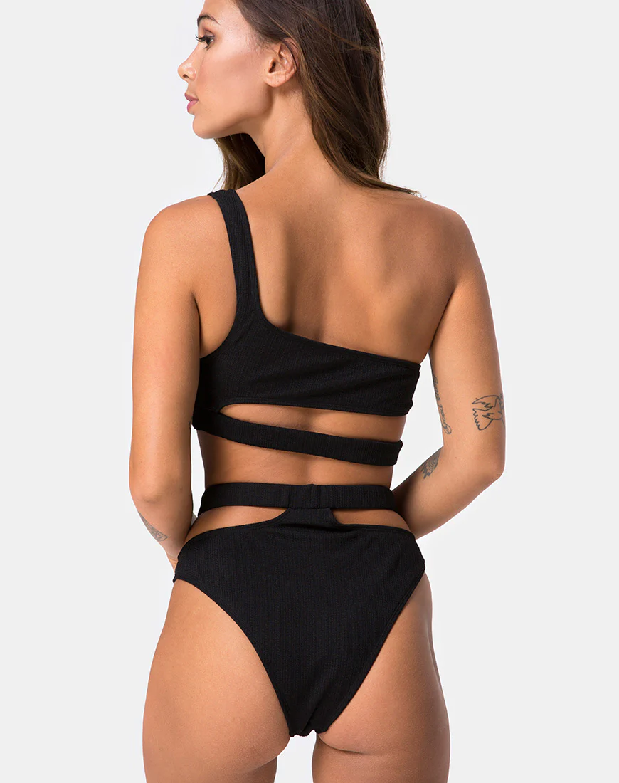 Drelins Bikini Bottoms in Black Rib - Image 2