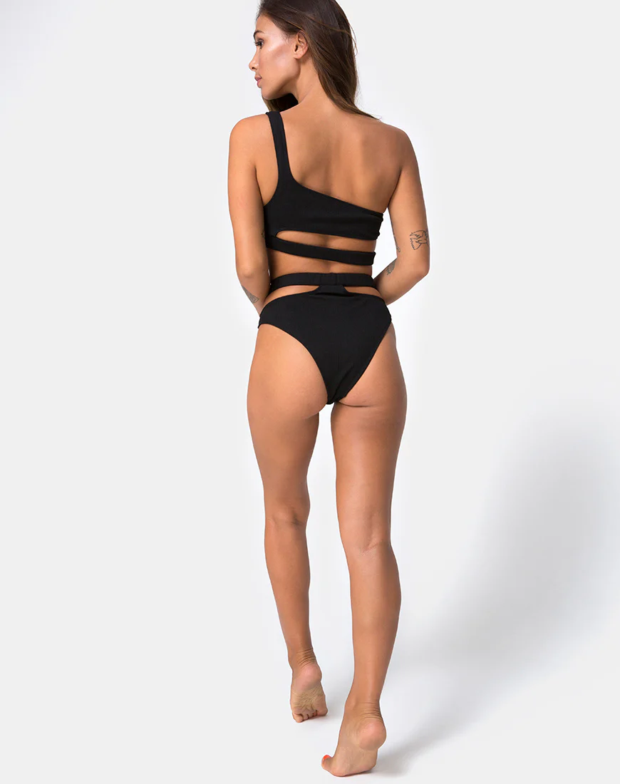 Drelins Bikini Bottoms in Black Rib - Image 4