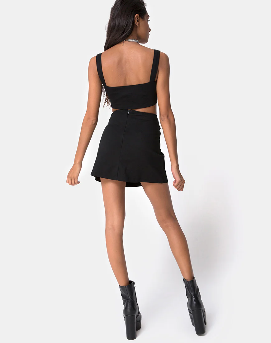 Drue Crop Top in Black with Diamante Ring - Image 4