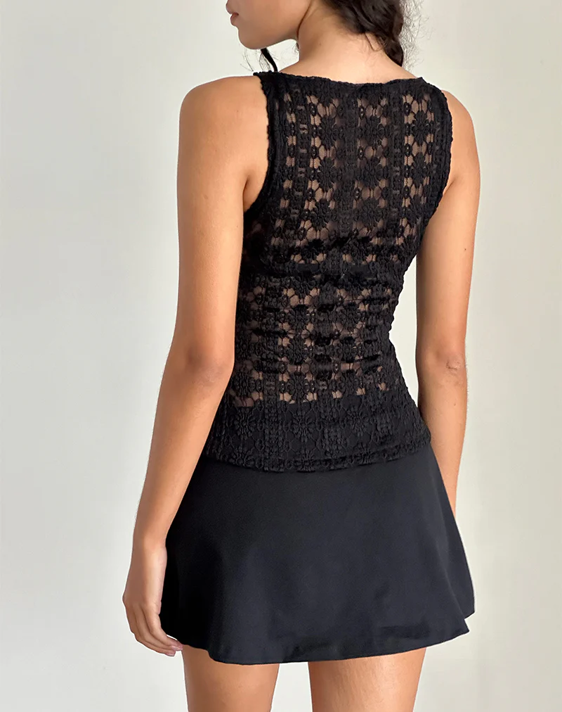 Dudley Vest Top in Regal Lace Black - Image 5