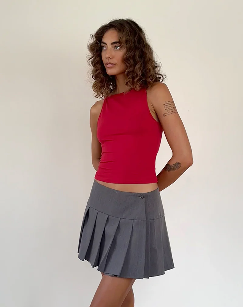 Dudley Vest Top in Adrenaline Red - Image 3