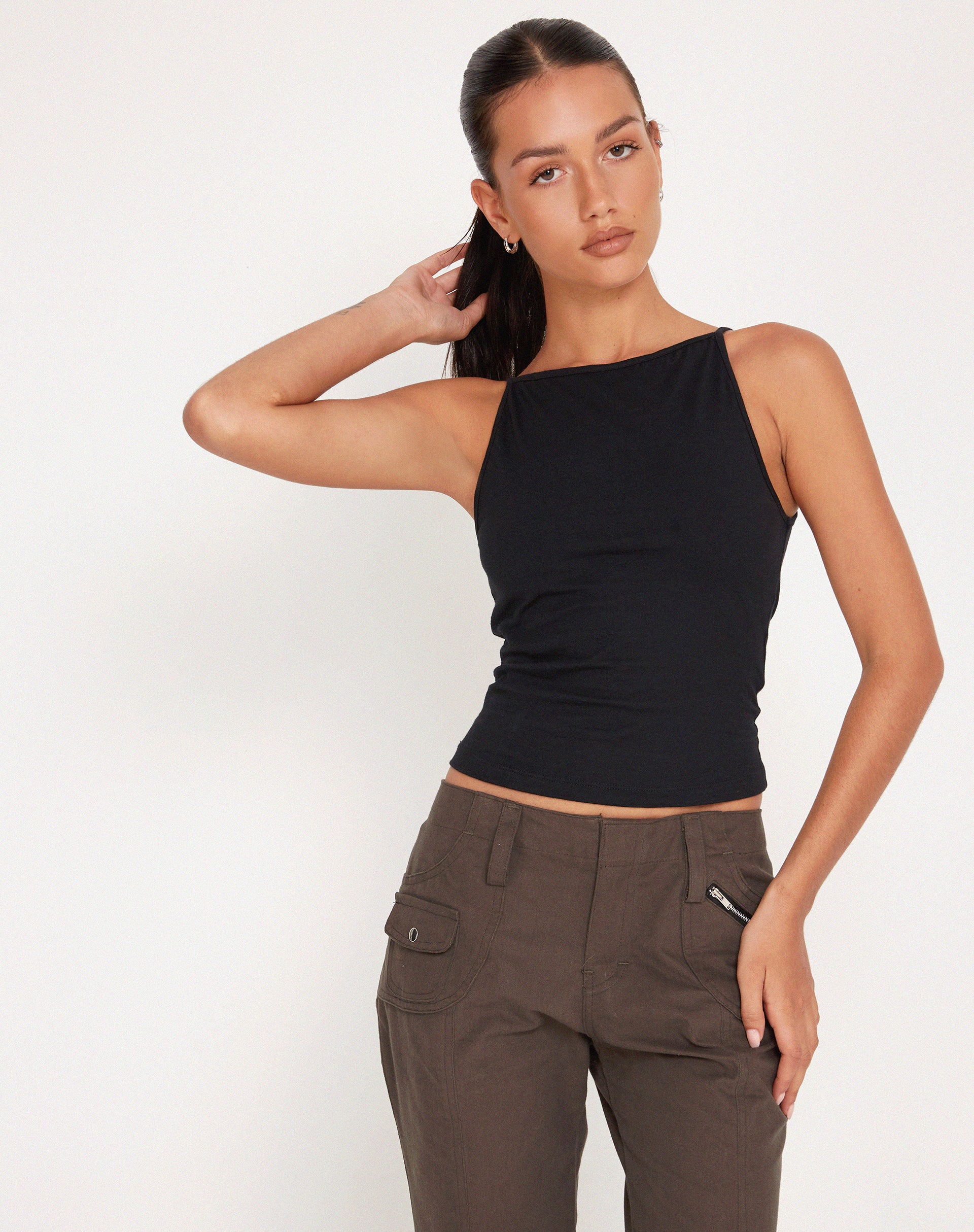 Dudley Vest Top in Black - Image 3