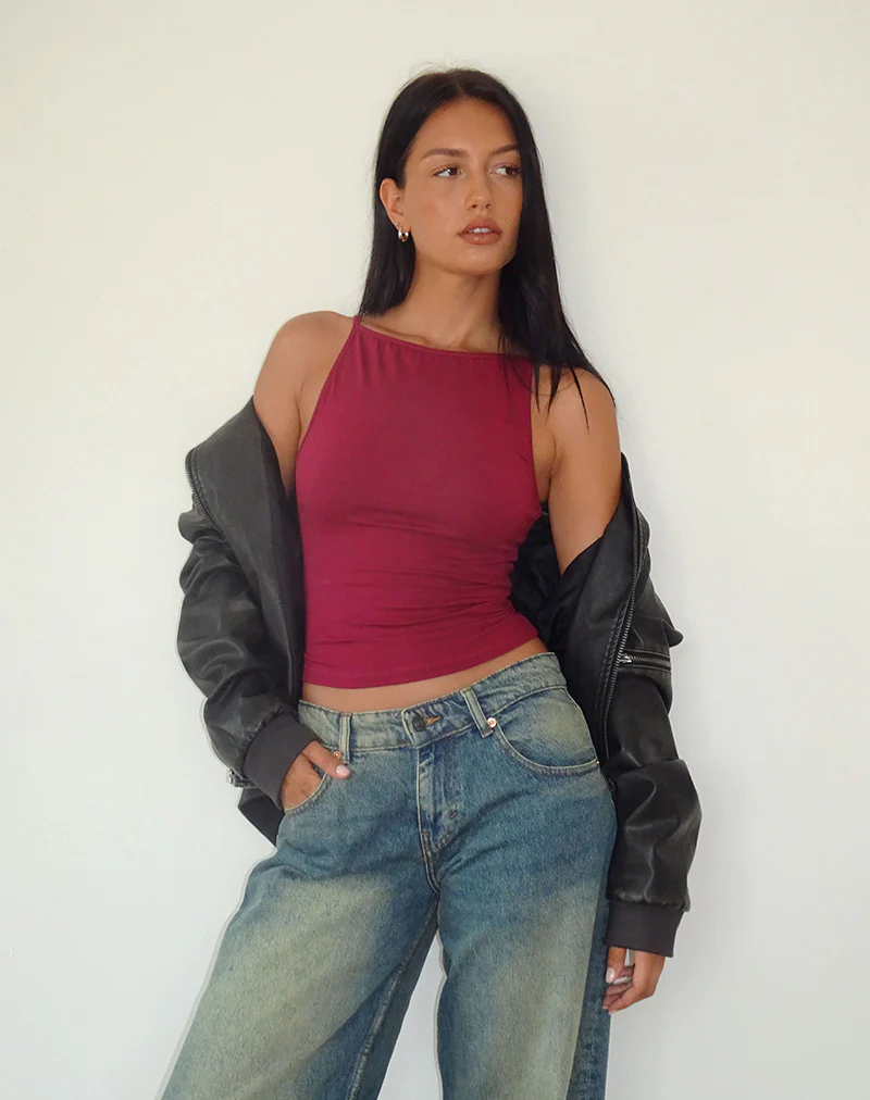 Dudley Vest Top in Burgundy - Image 2
