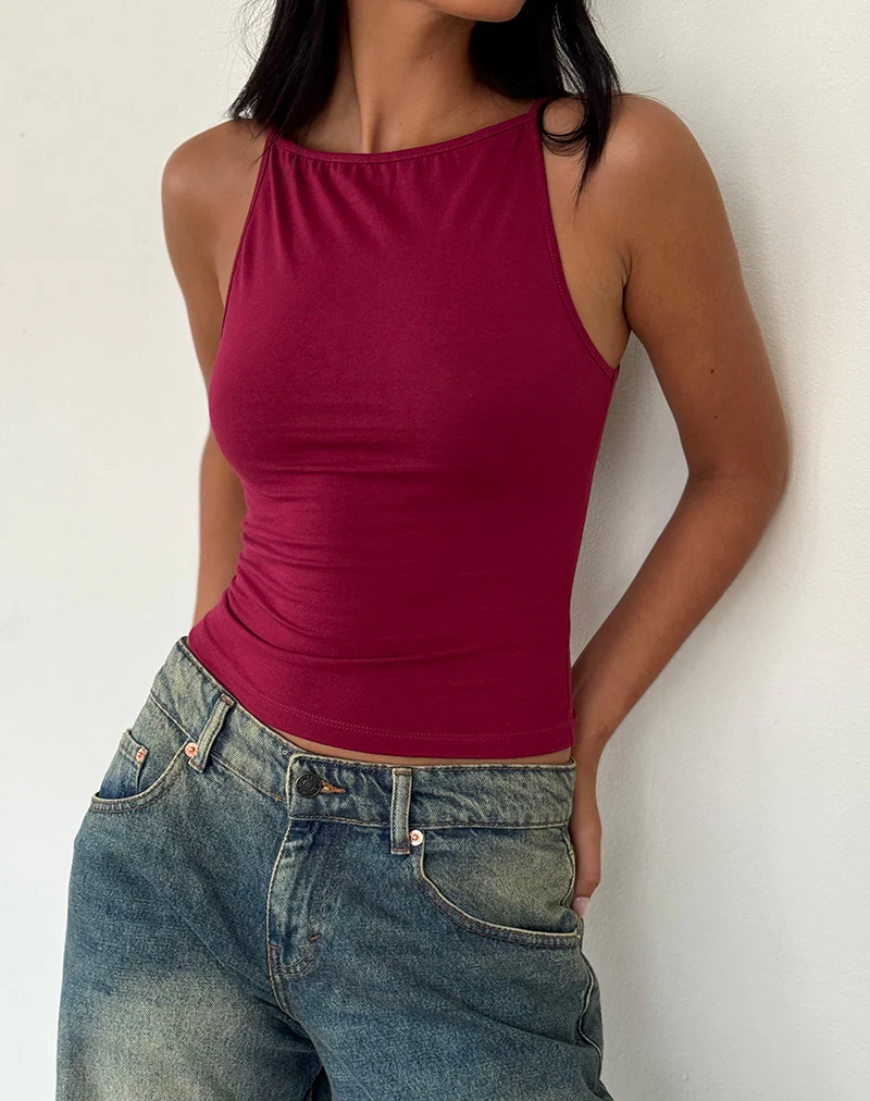 Dudley Vest Top in Burgundy - Image 4