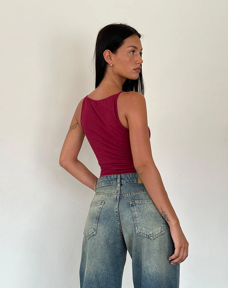 Dudley Vest Top in Burgundy - Image 5