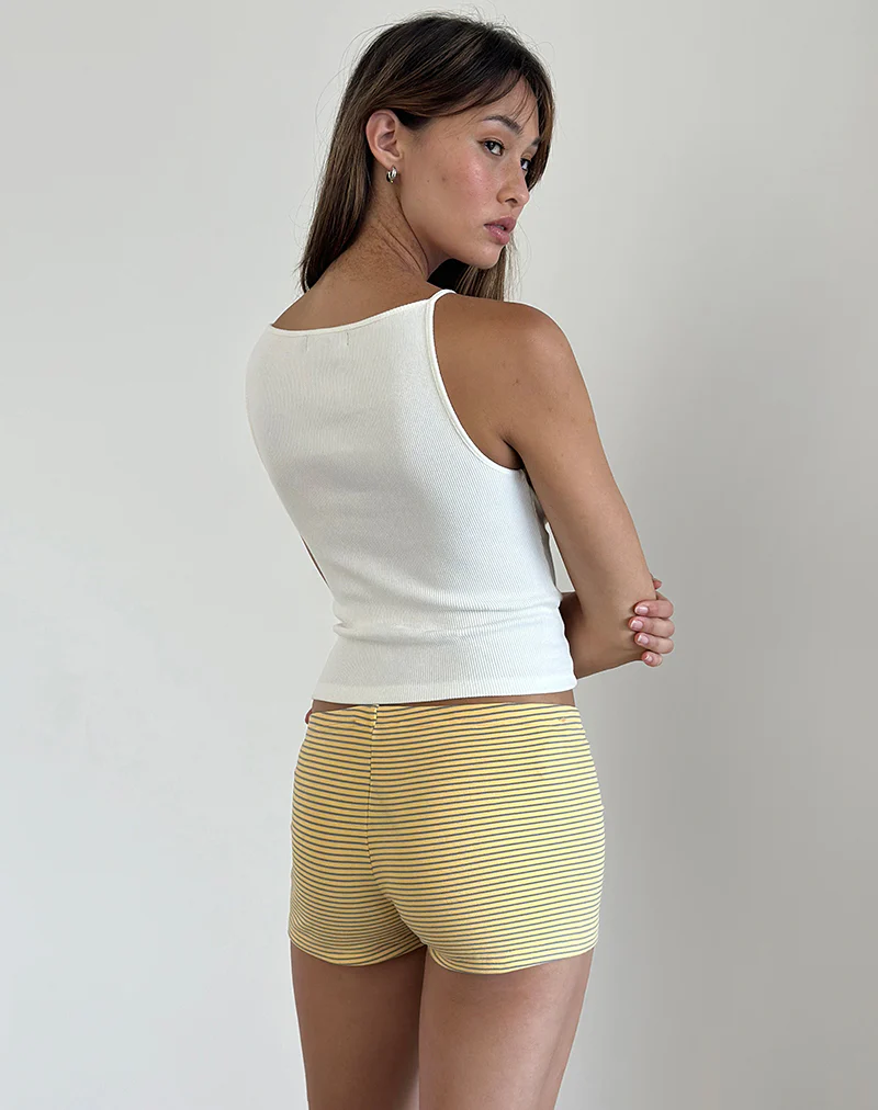 Dudley Ribbed Vest Top in Off White - Image 5