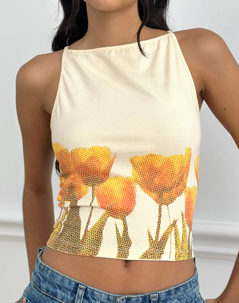 Dudley Vest Top in Buttermilk Blurry Tulip - Image 2