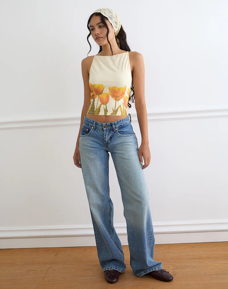 Dudley Vest Top in Buttermilk Blurry Tulip - Image 3