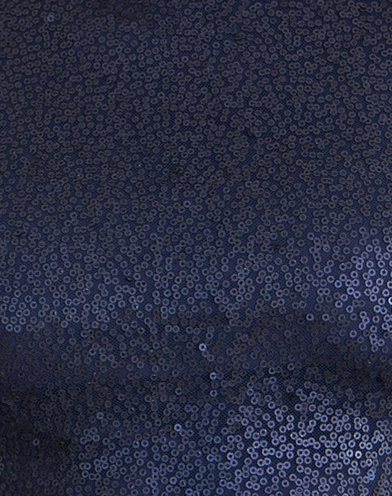Dudley Vest Top in Drape Sequin Navy - Image 7