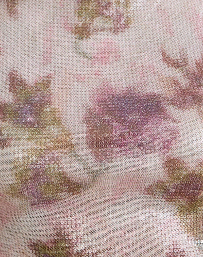 Dudley Vest Top in Floral Sequin White and Purple - Image 6