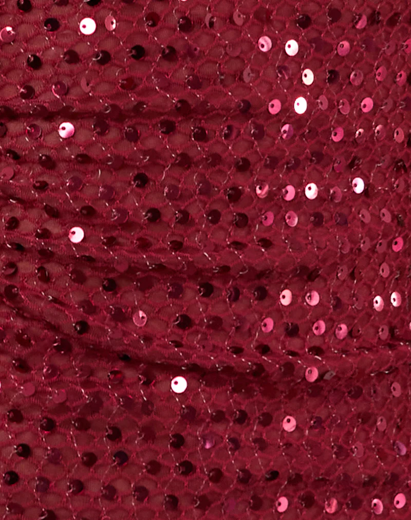 Dudley Vest Top in Sequin Knit Burgundy - Image 6