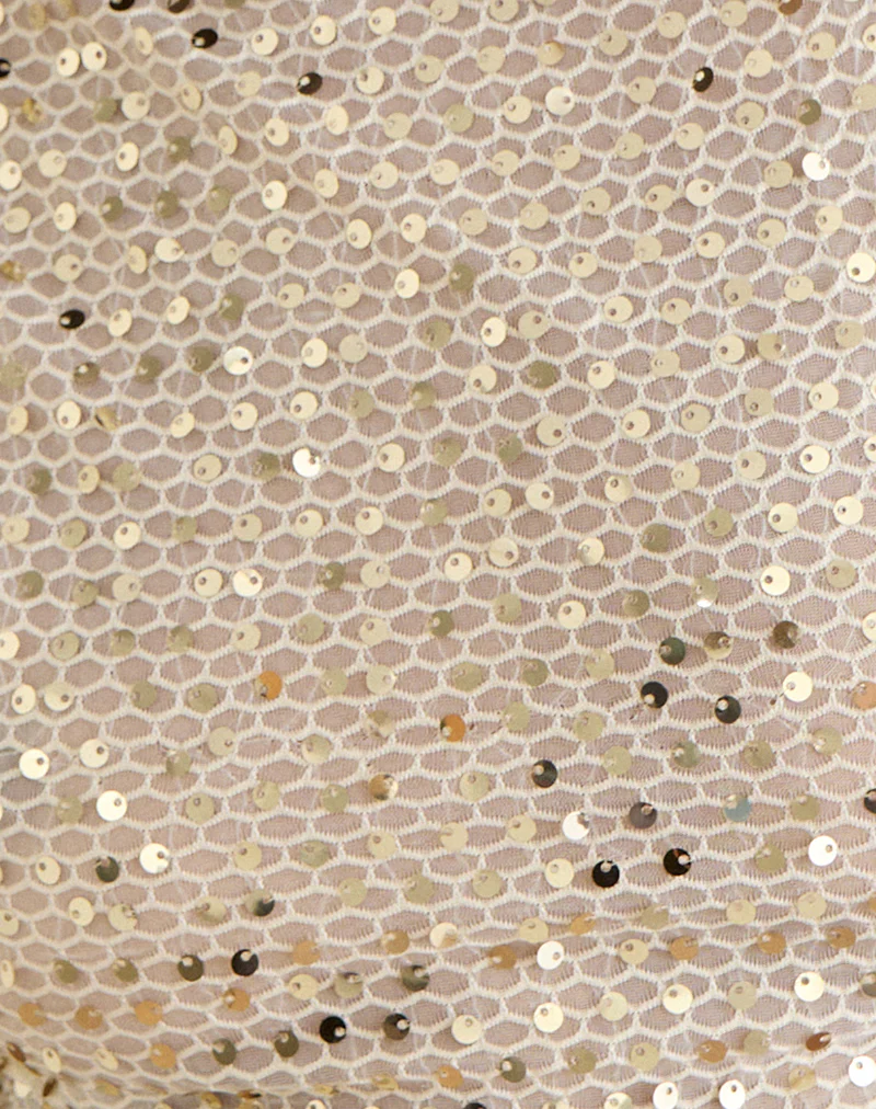 Dudley Vest Top in Sequin Knit Cream - Image 6