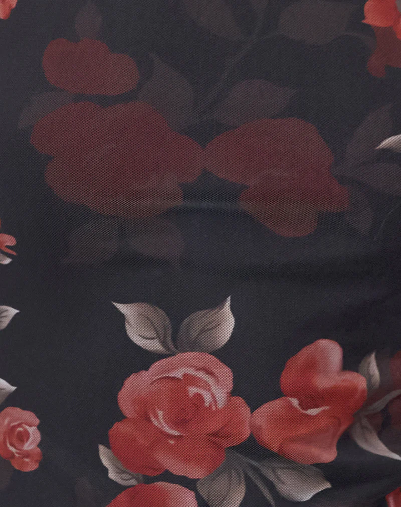 Dudley Vest Top in Watercolour Rose Black - Image 6