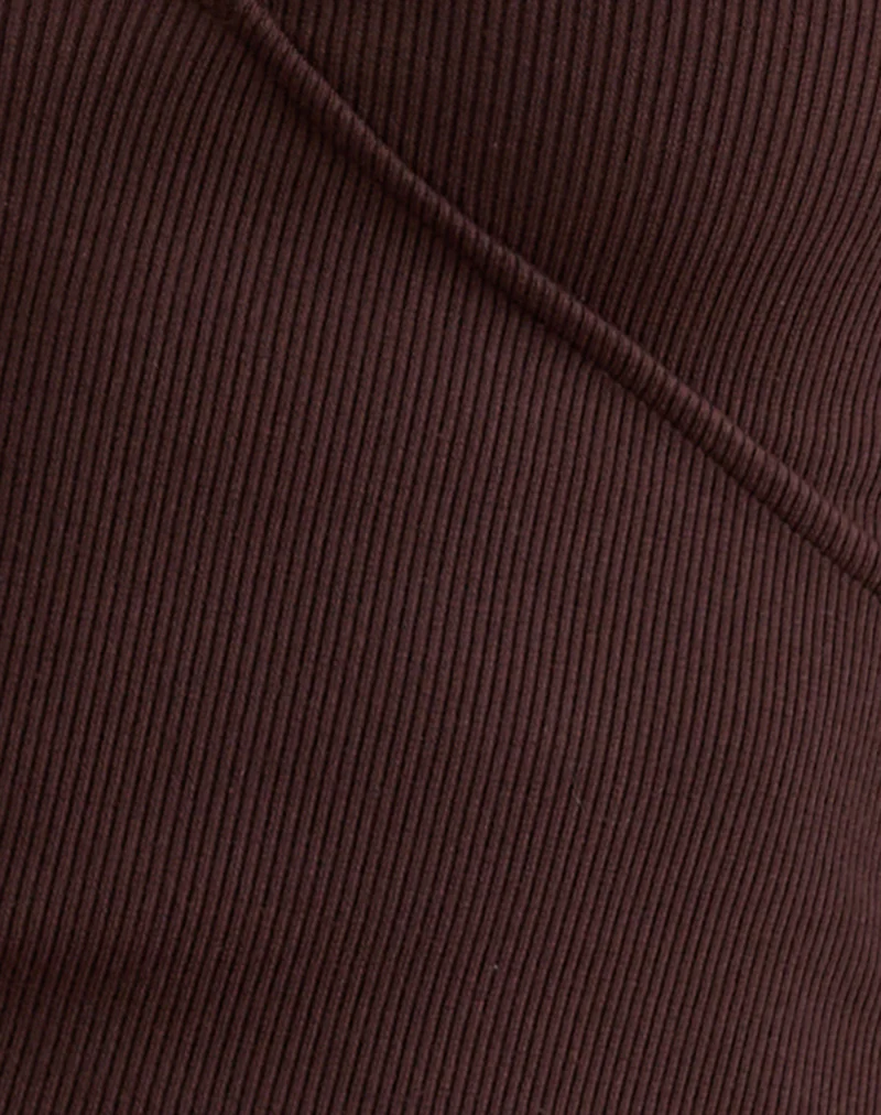 Dulcet Ribbed Plunge Top in Chocolate Brown - Image 7