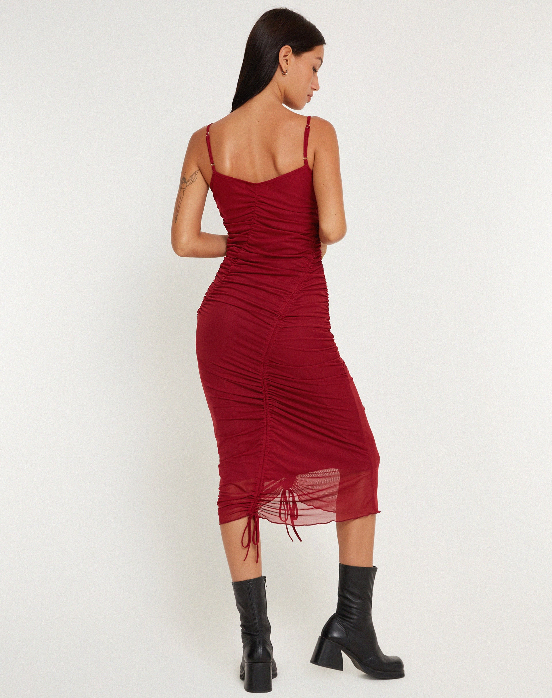 Dulcia Midi Dress in Burgundy - Image 6