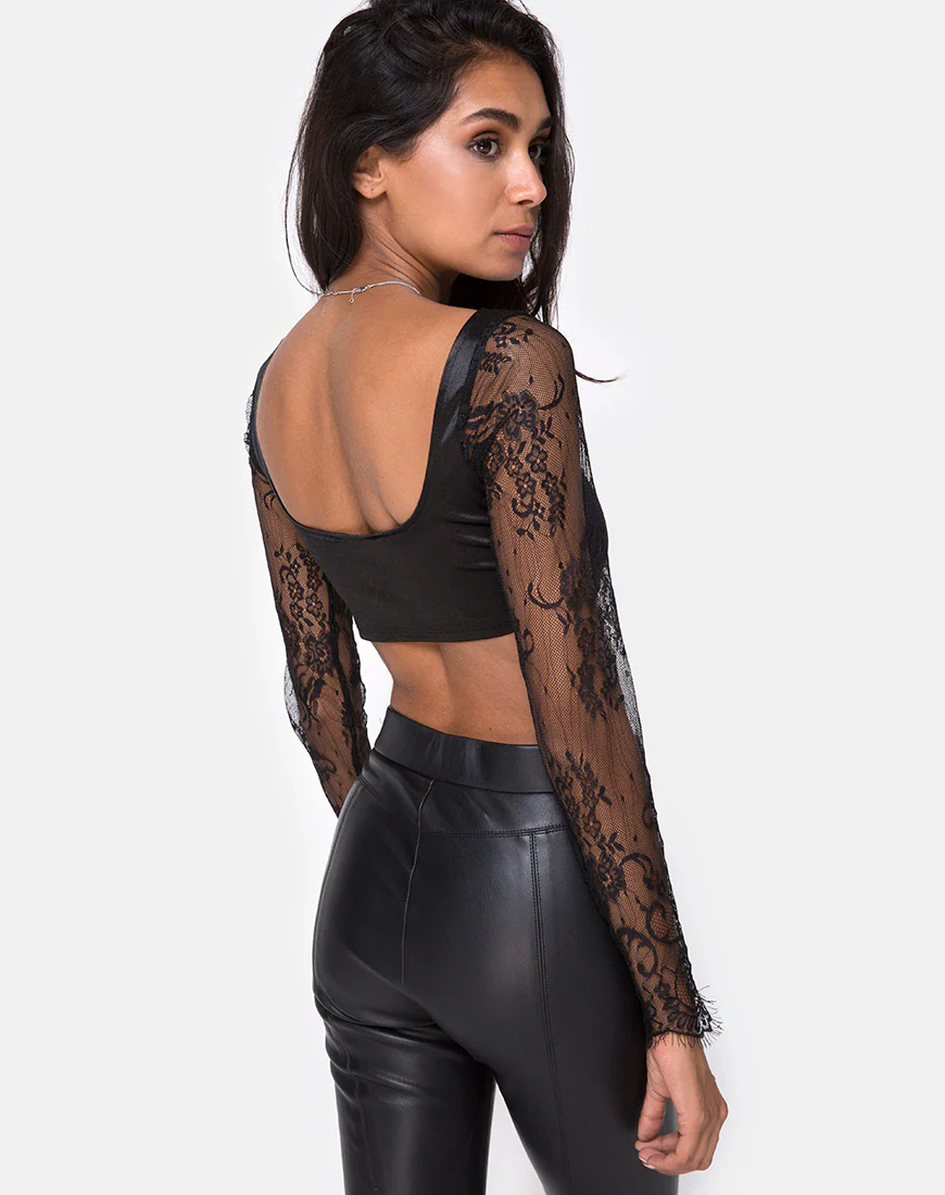 Dulip Crop Top in Black - Image 2