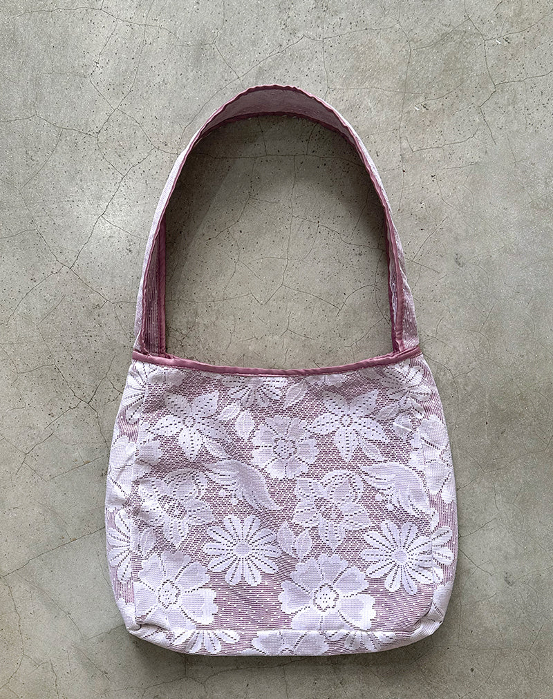 Dune Bag in White with Lace Pink Binding - Image 2